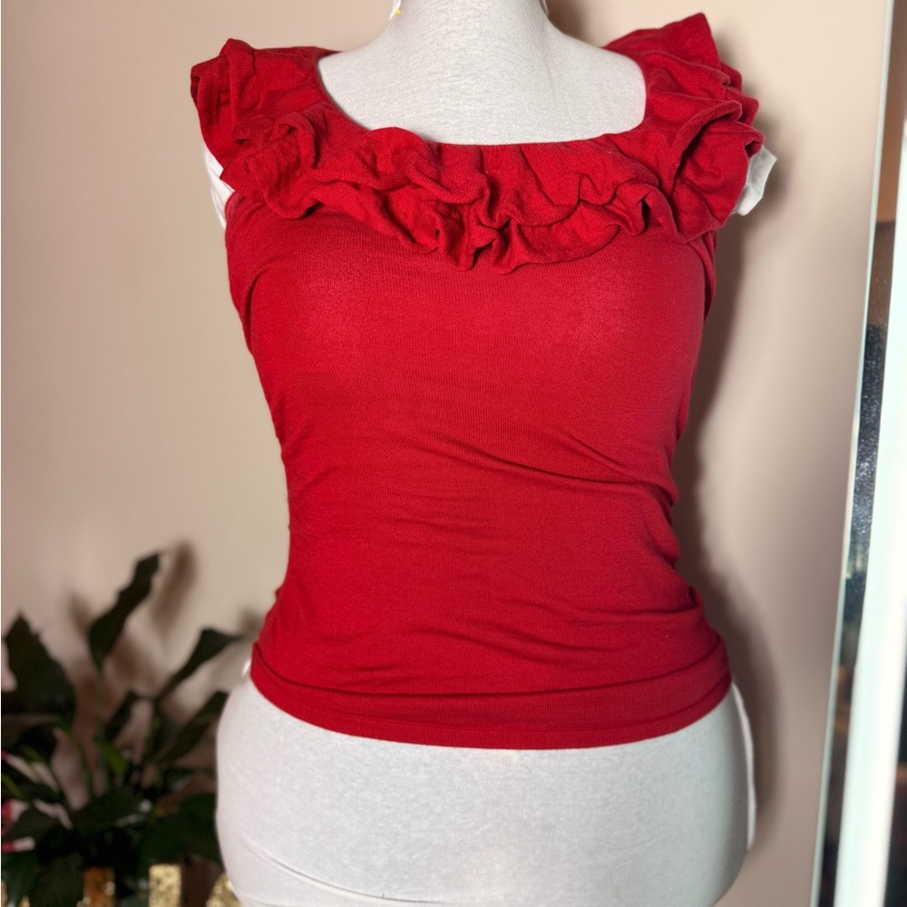 The Limited Red Ruffle Tank Top